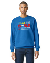 Load image into Gallery viewer, CCT-304-2 - Gildan Adult Softstyle® Fleece Crew Sweatshirt - I Teach The World - English Learner Program Logo