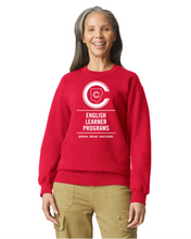 Load image into Gallery viewer, CCT-304-3 - Gildan Adult Softstyle® Fleece Crew Sweatshirt - Vertical English Learner Programs Logo