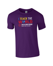 Load image into Gallery viewer, CCT-521-2 - Gildan Adult Softstyle Short Sleeve T-Shirt - I Teach The World - English Learner Program Logo