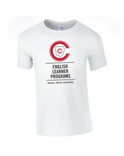 Load image into Gallery viewer, CCT-521-3 - Gildan Adult Softstyle Short Sleeve T-Shirt - Vertical English Learner Programs Logos