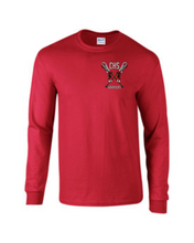 Load image into Gallery viewer, CHS-LAX-618-22 - Gildan 5.5 oz., 50/50 Long Sleeve T-Shirt - CHS Warriors LAX Sticks Logo
