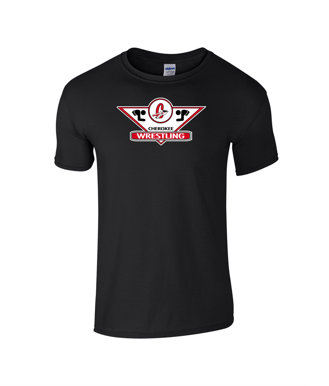 CHS-WRES-521-1 - Gildan Adult Softstyle Short Sleeve T-Shirt - Cherokee C Wrestling Logo