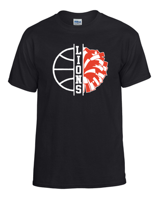 LIB-PTA-481-11- Gildan 5.5 oz., 50/50 Short Sleeve T-Shirt -  Basketball Lions Pompom Logo