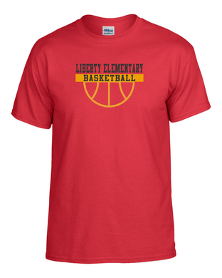 LIB-PTA-481-6 - Gildan 5.5 oz., 50/50 Short Sleeve T-Shirt -  Liberty Elementary Basketball Logo