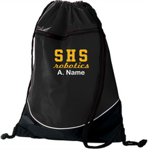 Load image into Gallery viewer, SEQ-Robotics-951-5 - Augusta Tri-Color Drawstring Backpack - SHS Robotics Logo & Personalized Name