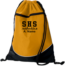 Load image into Gallery viewer, SEQ-Robotics-951-5 - Augusta Tri-Color Drawstring Backpack - SHS Robotics Logo & Personalized Name