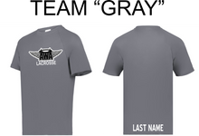 Load image into Gallery viewer, AWA-LAX-015-1 - Attain Wicking Raglan Short Sleeve Shooter Shirt - AWA Lacrosse Logos & Personalized Name on Back