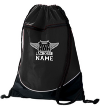 Load image into Gallery viewer, AWA-LAX-950-1 - Augusta Tri-Color Drawstring Backpack - AWA Lacrosse Logo & Personalized Name