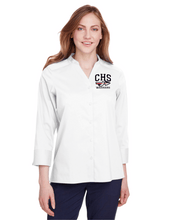 Load image into Gallery viewer, CHS-PTSA-510-3 - Devon & Jones Ladies' Crown Collection Stretch Broadcloth 3/4 Sleeve Blouse - CHS Arrow Warriors Logo