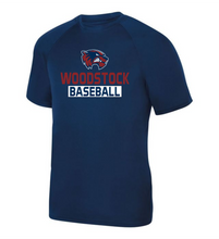 Load image into Gallery viewer, WW-BB-556-1 - Attain Wicking Raglan Short Sleeve Tee - Woodstock Baseball Logo