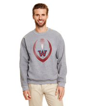 Load image into Gallery viewer, WW-FB-304-04 - Gildan Adult 8 oz., 50/50 Fleece Crew - W-Football Outline Logo