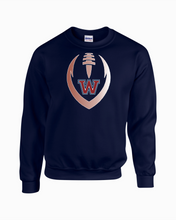 Load image into Gallery viewer, WW-FB-304-04 - Gildan Adult 8 oz., 50/50 Fleece Crew - W-Football Outline Logo