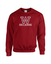 Load image into Gallery viewer, WW-GLAX-304-1 - Gildan Adult 8 oz., 50/50 Fleece Crew - Woodstock Girls Lacrosse Logo
