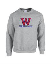 Load image into Gallery viewer, WW-GLAX-304-1 - Gildan Adult 8 oz., 50/50 Fleece Crew - Woodstock Girls Lacrosse Logo