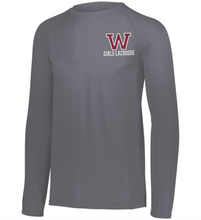 Load image into Gallery viewer, WW-GLAX-557-1- Attain Wicking Raglan Long Sleeve Tee - Woodstock Girls Lacrosse Logo