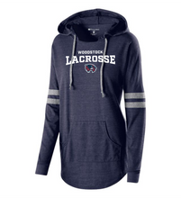 Load image into Gallery viewer, WW-LAX-242-3 - Holloway LADIES HOODED LOW KEY PULLOVER - Woodstock LAX Wolverine Logo