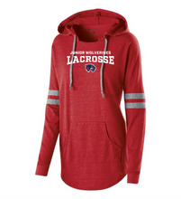 Load image into Gallery viewer, WW-LAX-242-4 - Holloway LADIES HOODED LOW KEY PULLOVER - Junior Wolverine LAX Logo