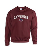 Load image into Gallery viewer, WW-LAX-305-3 - Gildan Adult 8 oz., 50/50 Fleece Crew - Woodstock LAX Wolverine Logo