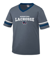 Load image into Gallery viewer, WW-LAX-543-3 - Augusta Sleeve Stripe Jersey - Woodstock LAX Wolverine Logo