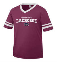 Load image into Gallery viewer, WW-LAX-543-3 - Augusta Sleeve Stripe Jersey - Woodstock LAX Wolverine Logo