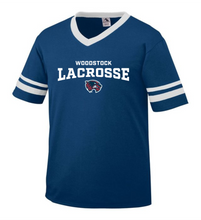 Load image into Gallery viewer, WW-LAX-543-3 - Augusta Sleeve Stripe Jersey - Woodstock LAX Wolverine Logo