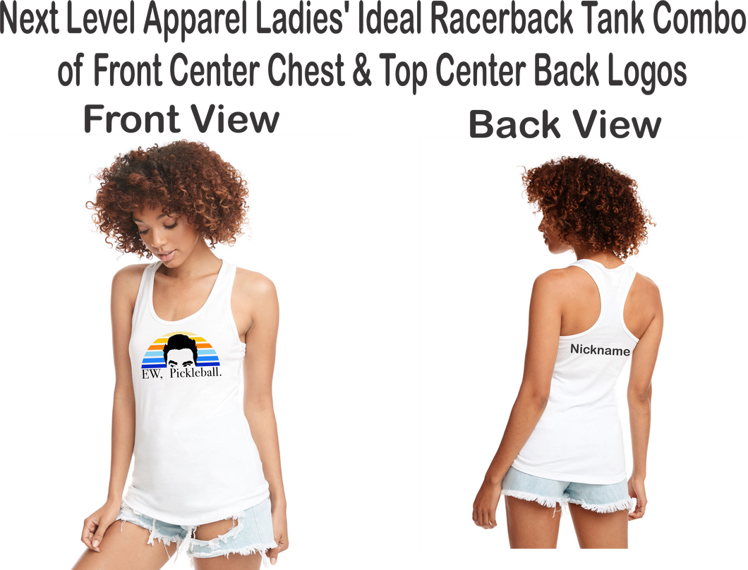 A-Team-106 - Next Level Ladies' Ideal Racerback Tank - Pickleball A Team Logo & Personalized Nickname
