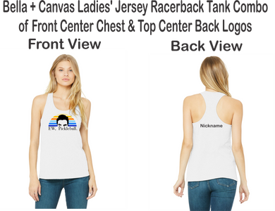 A-Team-107 - Bella + Canvas Ladies' Jersey Racerback Tank - Pickleball A Team Logo & Personalized Nickname
