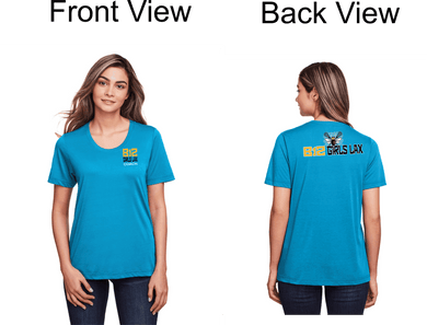 B12-LAX-102-1-2-Ladies - CORE365 Ladies' Fusion ChromaSoft™ Performance Short Sleeve T-Shirt - B12 Girls LAX Coach Logos