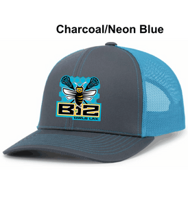B12-LAX-903-1 - Pacific Trucker Snapback Hat - B12 Girls LAX Honeycomb Bee Logo