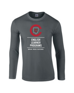 CCT-526-3 - Gildan Adult Softstyle® Long-Sleeve T-Shirt - Vertical English Learner Programs Logo