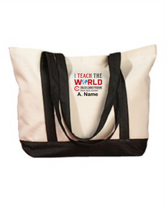 CCT-961-3 - BAGedge Canvas Boat Tote - I Teach The World - Option2 Logo & Personalized Name