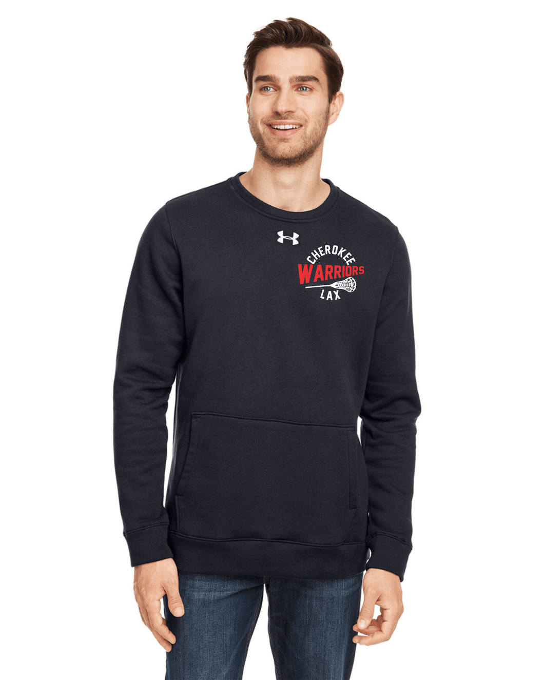 CHS-LAX-309-3 - Under Armour Hustle Fleece Crewneck Sweatshirt - Cherokee Warriors Logo