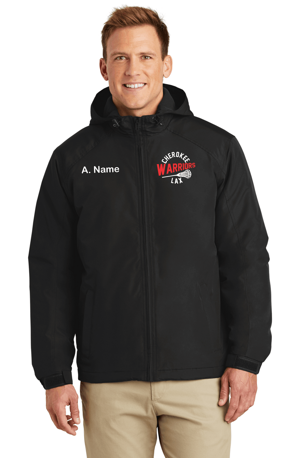 CHS-LAX-371-3 - Port Authority Hooded Charger Jacket - Cherokee Warriors Logo & Personalized Name