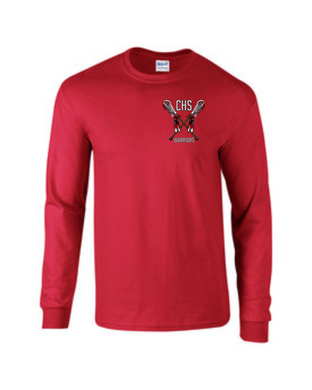 CHS-LAX-618-22 - Gildan 5.5 oz., 50/50 Long Sleeve T-Shirt - CHS Warriors LAX Sticks Logo