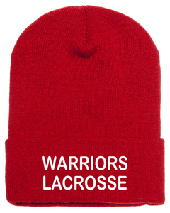 CHS-LAX-915-1 - Yupoong Adult Cuffed Knit Beanie - Warriors Lacrosse Logo