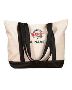 CHS-LAX-961-3 - BAGedge Canvas Boat Tote - Cherokee Warriors Logo & Personalized Name