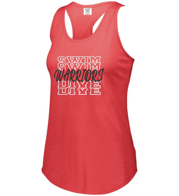 CHS-SD-514-3 - Augusta Ladies Lux Tri-Blend Tank - Warriors Swim & Dive Logo