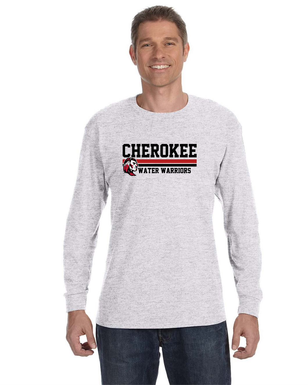 CHS-SD-456-2 - Jerzees 5.6 oz. DRI-POWER® ACTIVE Long-Sleeve T-Shirt - Cherokee Warrior Water Warriors Logo