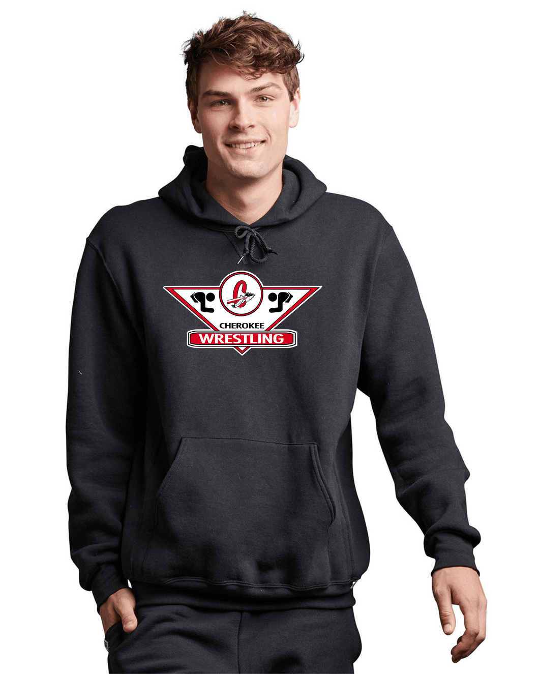 CHS-WRES-301-1 - Russell Athletic Unisex Dri-Power® Hooded Sweatshirt - Cherokee C Wrestling Logo