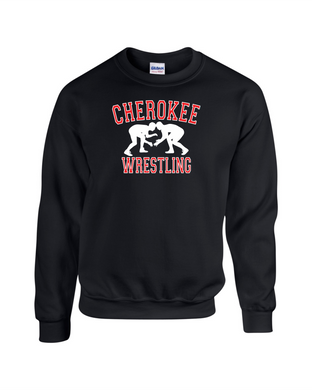 CHS-WRES-307-3 - Gildan Crew Neck Sweatshirt - Cherokee Warriors Wrestling Logo