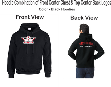 CHS-WRES-308-1-COMBO - Gildan-Hoodie - Cherokee C Wrestling Logo & CHS WRESTLING on the back