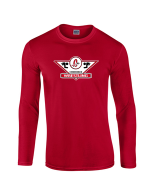 CHS-WRES-522-1 - Gildan Adult Softstyle® Long-Sleeve T-Shirt - Cherokee C Wrestling Logo