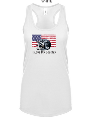 Schnauzer-052-117 - Next Level Ladies' Ideal Racerback Tank - I Love My Country Logo