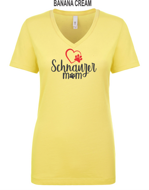 Schnauzer-062-114 - Next Level Apparel Ladies' Ideal V - Love Schnauzer Mom Logo