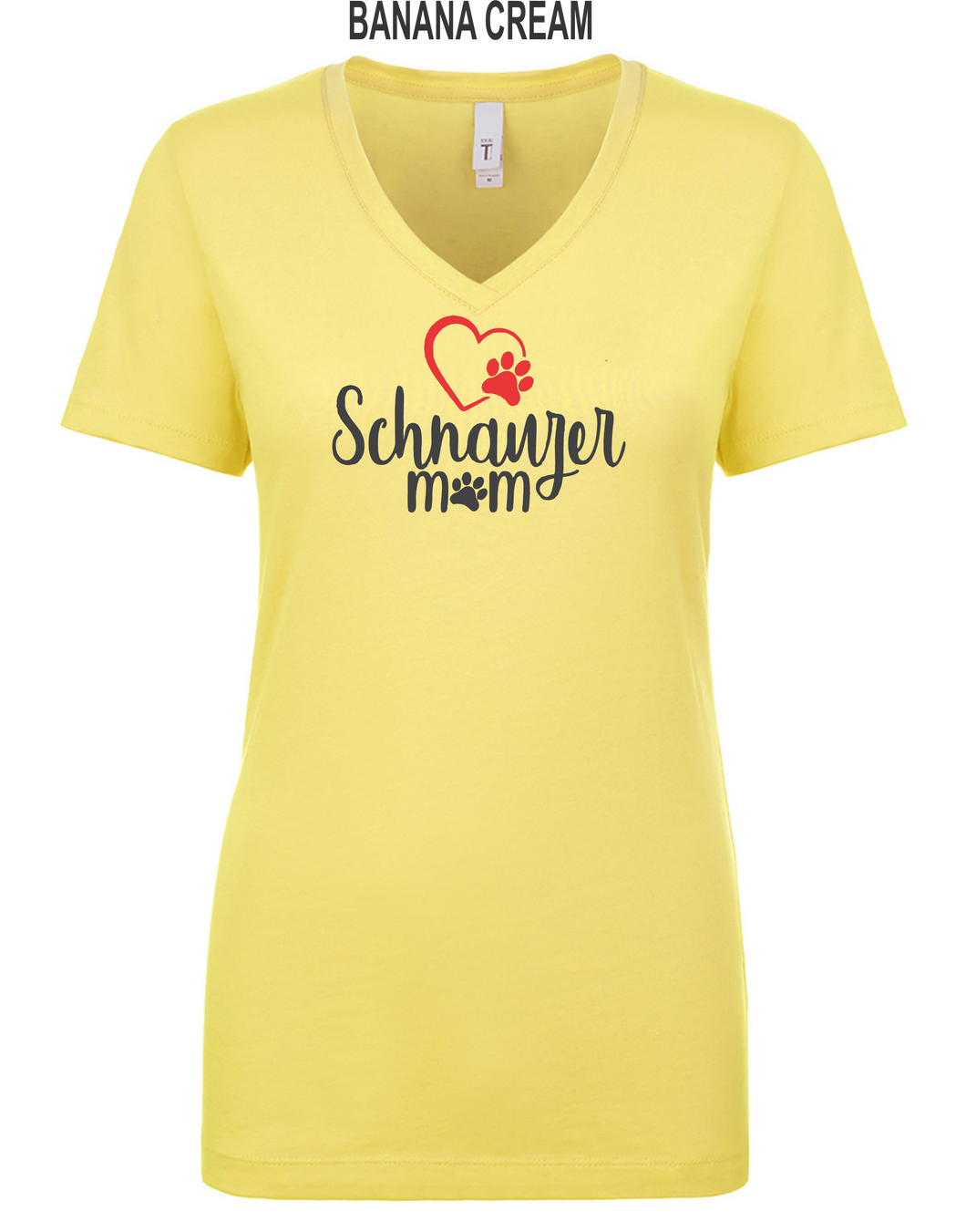 Schnauzer-062-114 - Next Level Apparel Ladies' Ideal V - Love Schnauzer Mom Logo