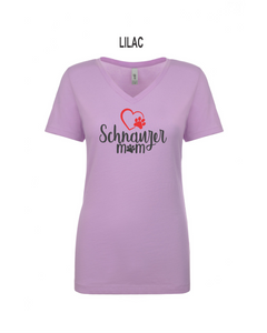 Schnauzer-062-114 - Next Level Apparel Ladies' Ideal V - Love Schnauzer Mom Logo