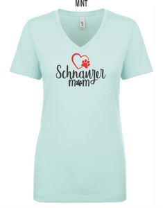 Schnauzer-062-114 - Next Level Apparel Ladies' Ideal V - Love Schnauzer Mom Logo