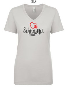 Schnauzer-062-114 - Next Level Apparel Ladies' Ideal V - Love Schnauzer Mom Logo