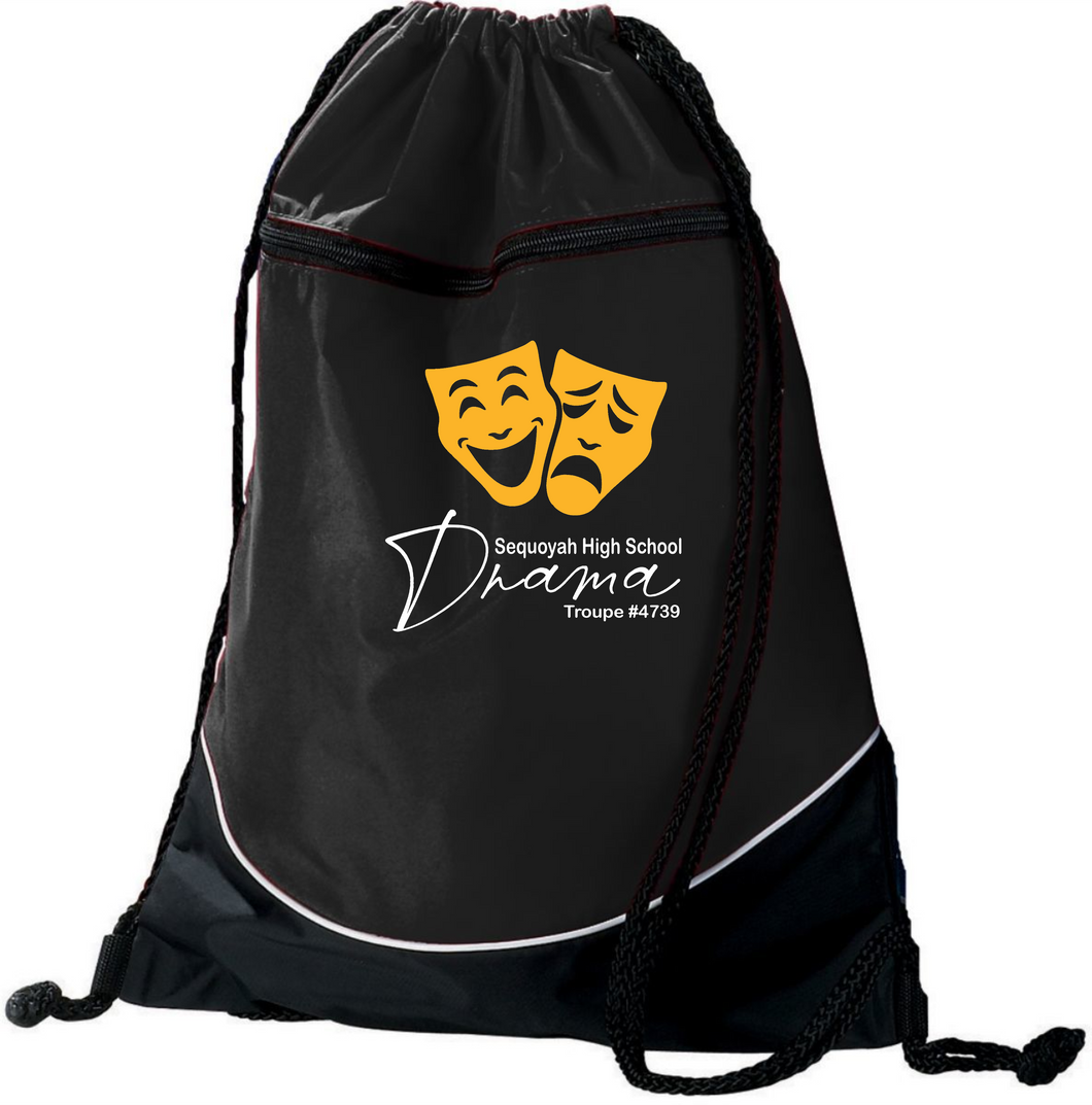 SEQ-Drama-101 - Augusta Tri-Color Drawstring Backpack - SHS Drama Troupe Logo