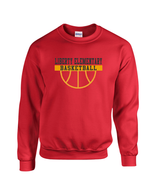 LIB-PTA-305-6 - Gildan 8 oz., 50/50 Fleece Crew Sweatshirt-  Liberty Elementary Basketball Logo
